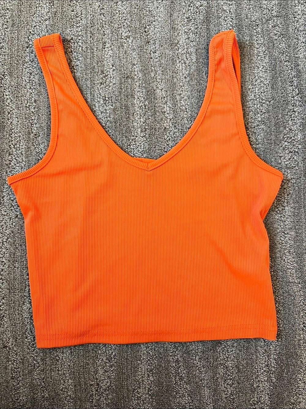 SHEIN Ribbed V-Neck Tank Top in Orange Small